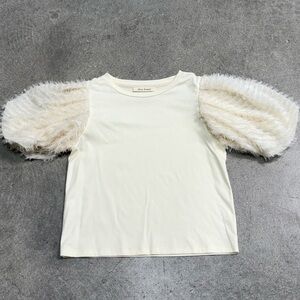 Cream Puff Sleeve Top - Blue Tassel